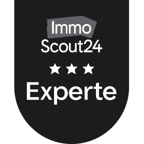 Abzeichen "Immo Scout24 Experte" mit drei Sternen.
